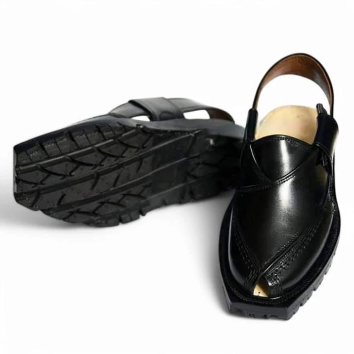 Handmade Black Norozi Chappal with Double Sole - Image 2