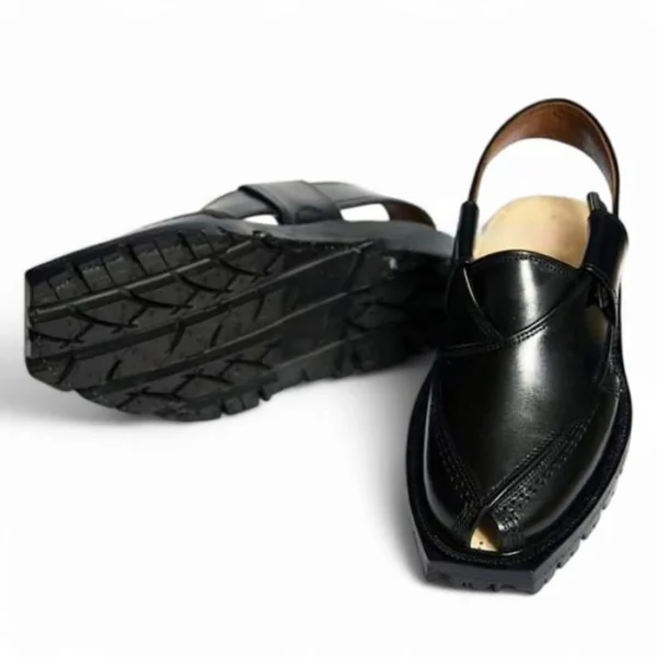 Handmade Black Norozi Chappal with Double Sole