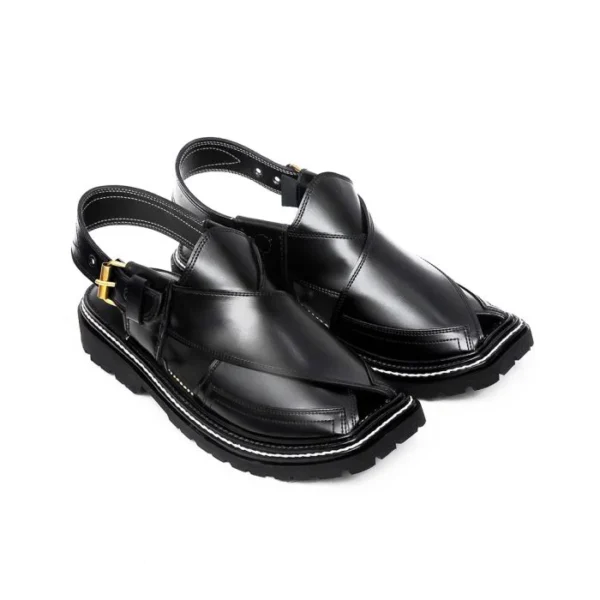 Black Peshawari Chappal with Vibram Sole