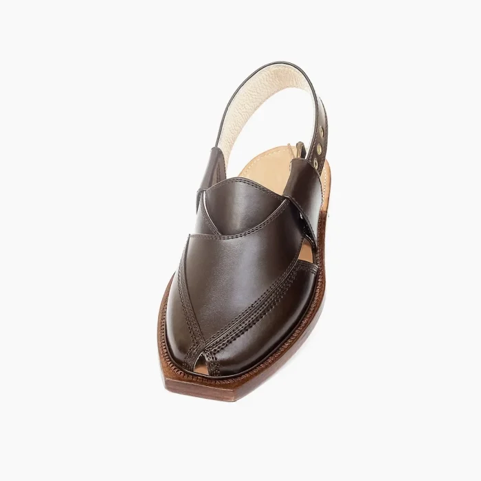 Handmade Brown Norozi Chappal With Leather Sole - Image 3