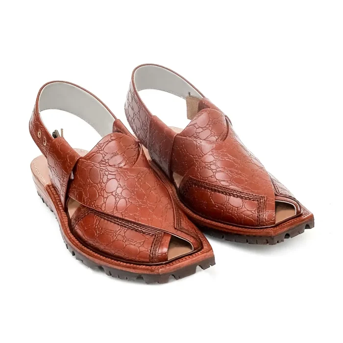 Printed Mustard Norozi Chappal With China Cut Shape