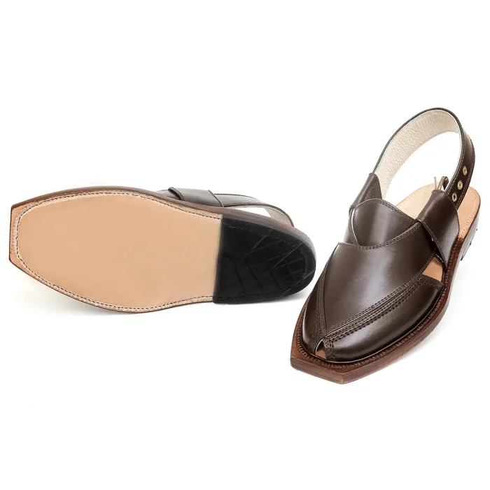 Handmade Brown Norozi Chappal With Leather Sole - Image 4