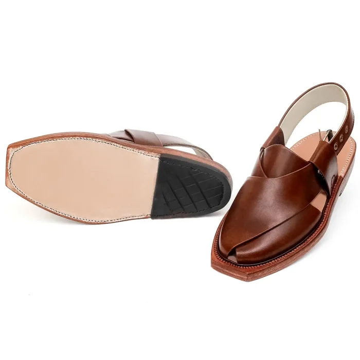 Mustard Leather Norozi Chappal With Leather Sole - Image 2