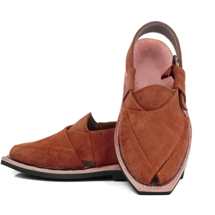Hand Crafted Camel Suede Quetta Norozi Chappal With Single Sole - Image 3