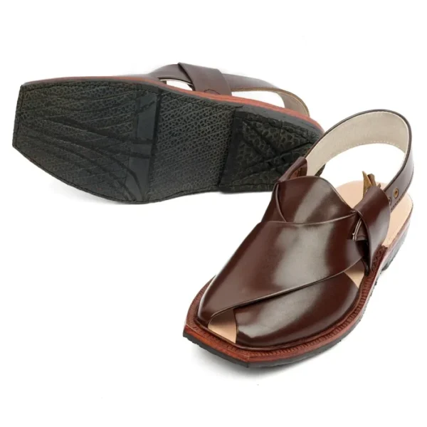 Hand Crafted Brown Shine Quetta Norozi Chappal