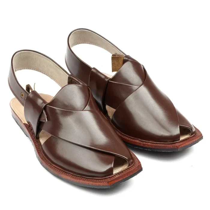Hand Crafted Brown Shine Quetta Norozi Chappal - Image 2