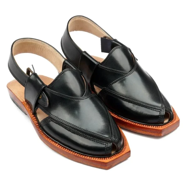 Handmade Black Norozi Chappal With Leather Sole