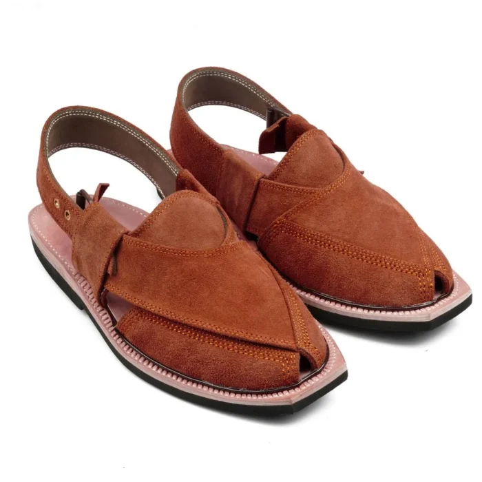 Hand Crafted Camel Suede Quetta Norozi Chappal With Single Sole