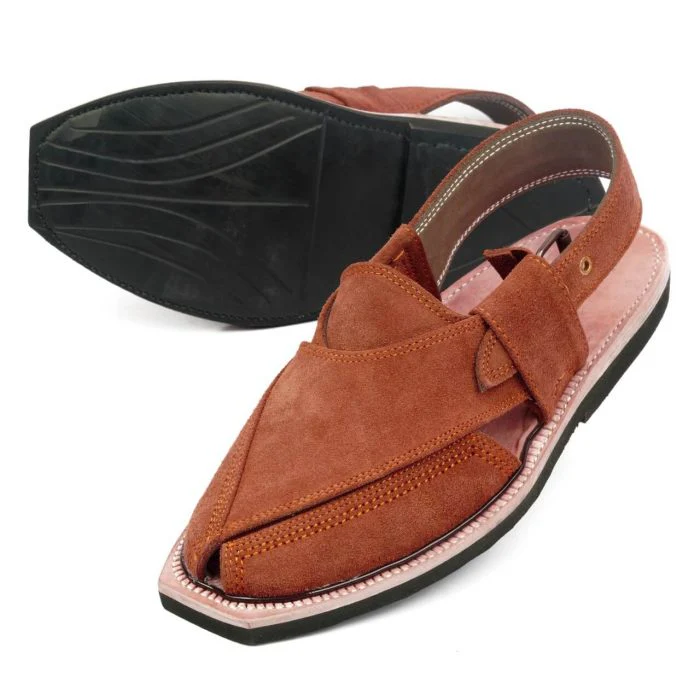 Hand Crafted Camel Suede Quetta Norozi Chappal With Single Sole - Image 2
