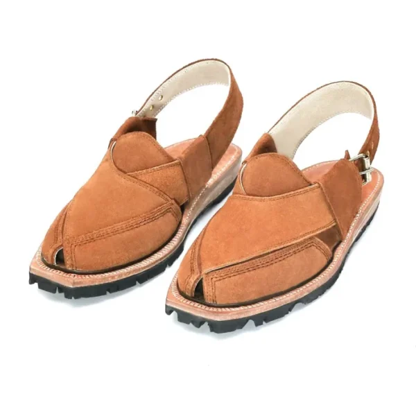 Hand Crafted Camel Suede Quetta Norozi Chappal With Double Sole