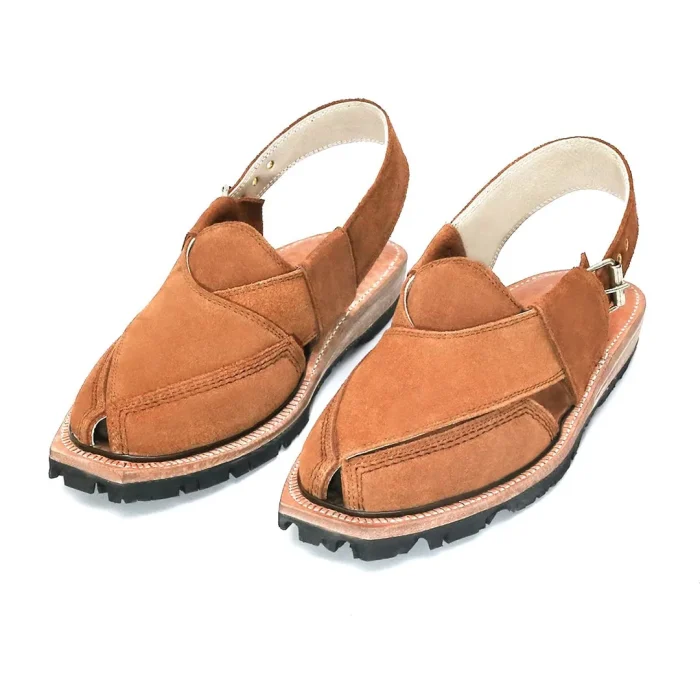 Hand Crafted Camel Suede Quetta Norozi Chappal With Double Sole