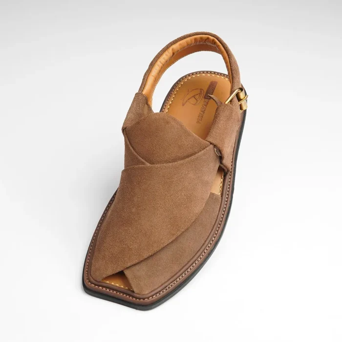 Suede Traditional Brown Peshawar Zalmi Chappal - Image 2