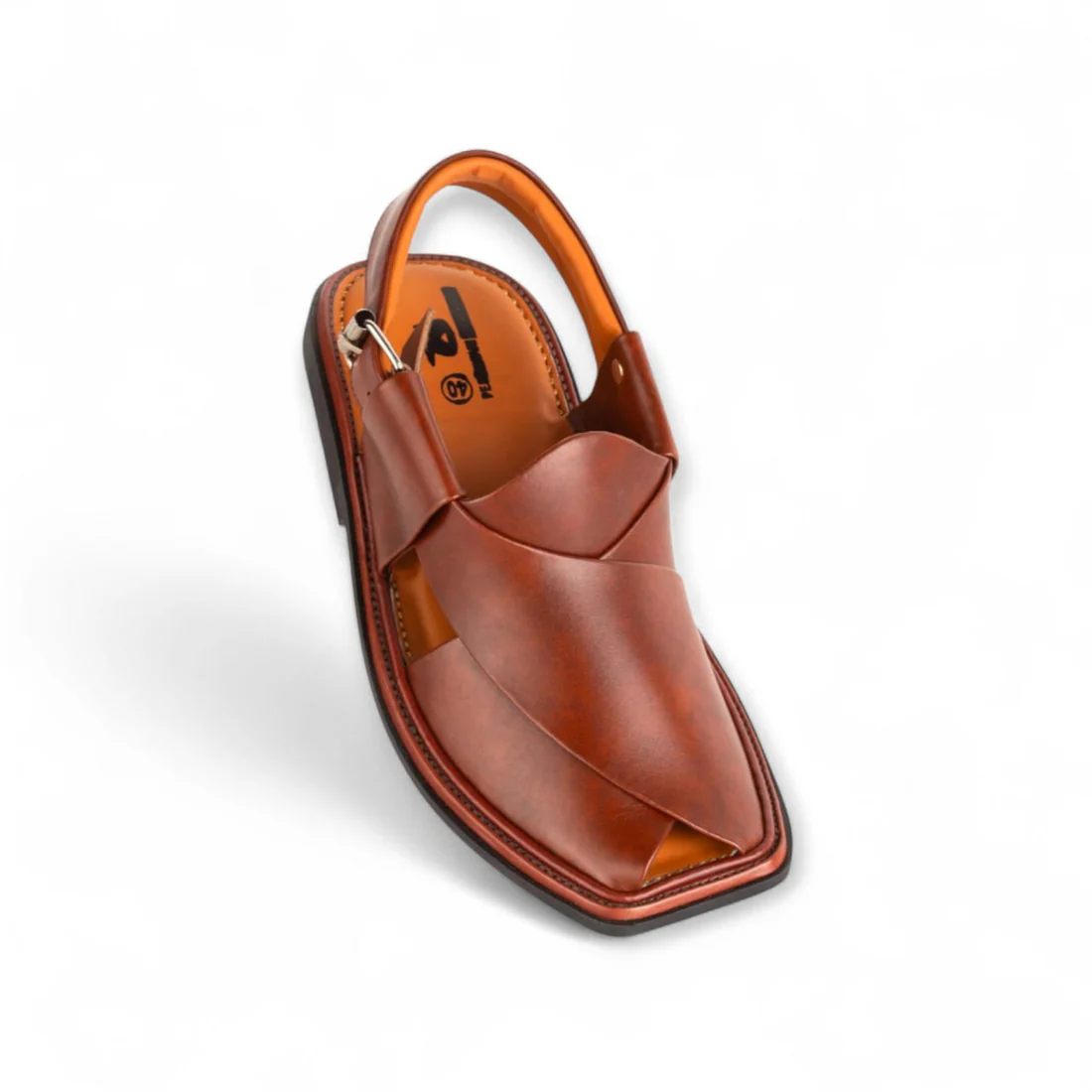 Mustard Round Shape Peshawar Zalmi Chappal - Image 2